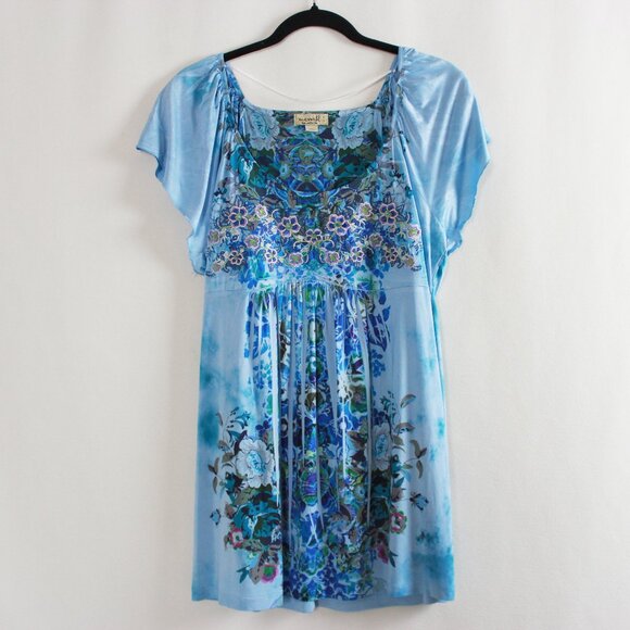 One World Watercolour Embroidered Floral Tunic Top - Picture 15 of 16